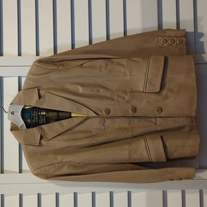 Leather blazer in taupe by Terry Lewis in size XS
